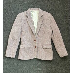 Harris Tweed Blazer Purple Pink Womens 10 Scottish Wool Herringbone Equestrian